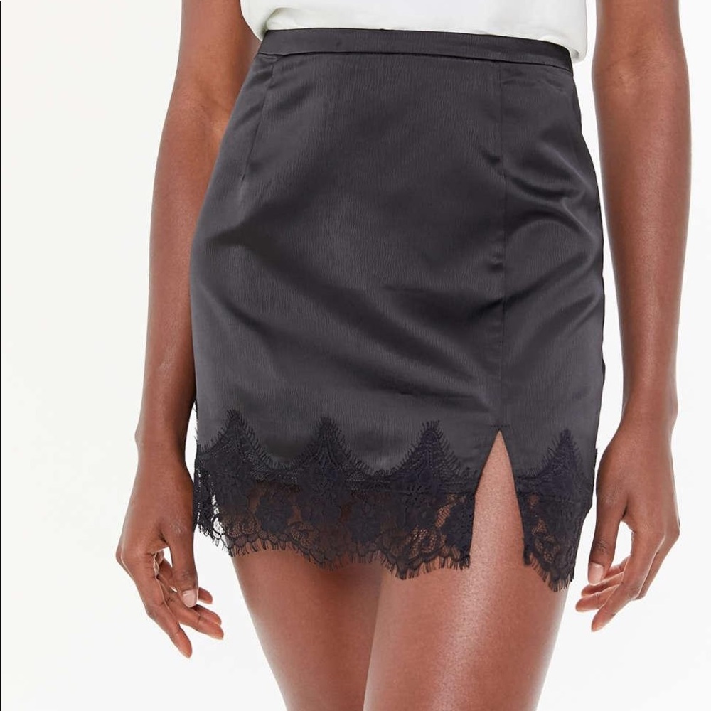 UO Amber Lace Trim Mini Slip Skirt